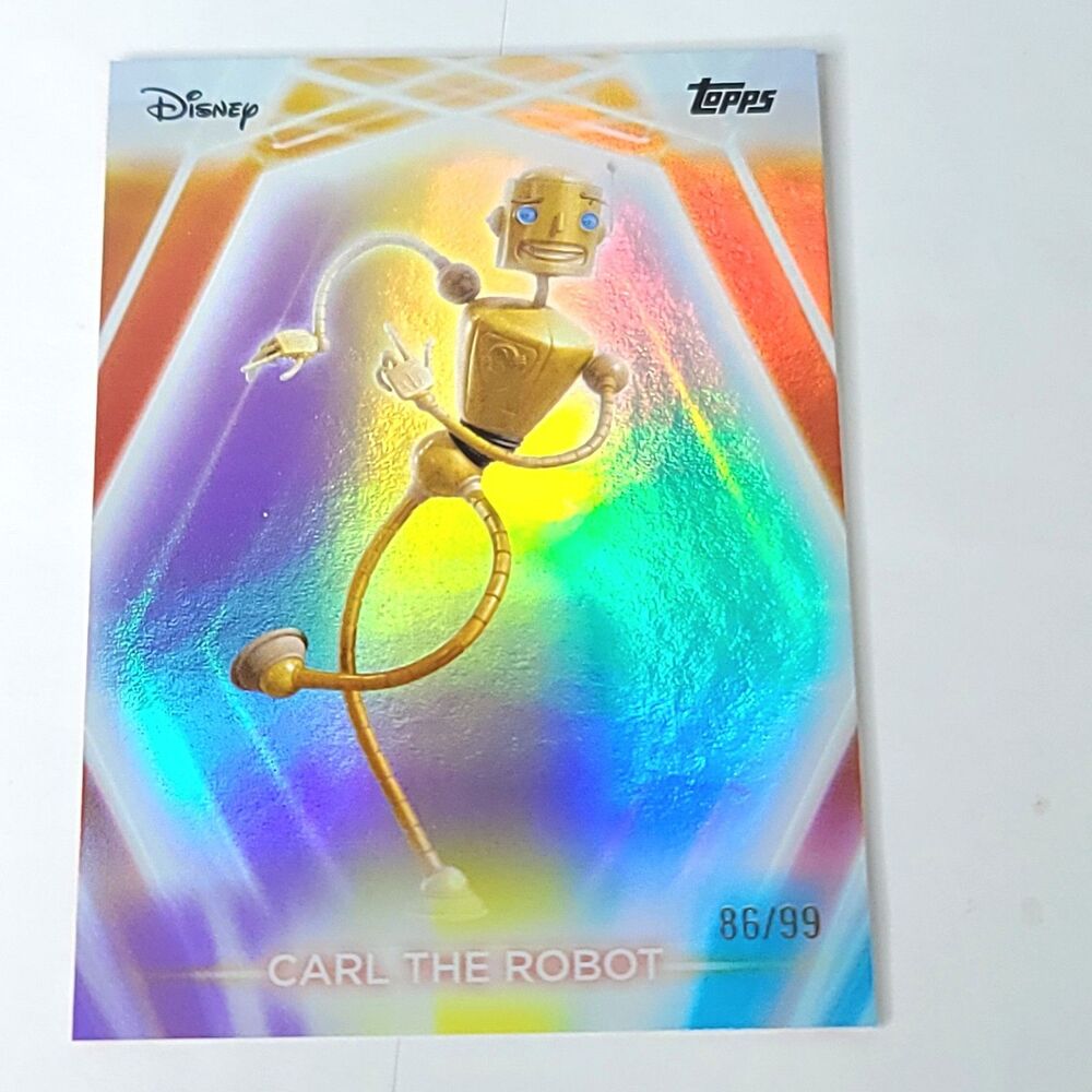 Carl The Robot Topps 2026 Disney Neon Holo Parallel Refractor Limited 86/99